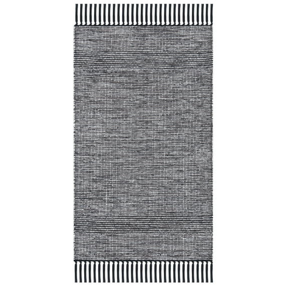 SAFAVIEH Montauk Kelsey Distressed Cotton Area Rug, Charcoal/Black, 3' x 5'