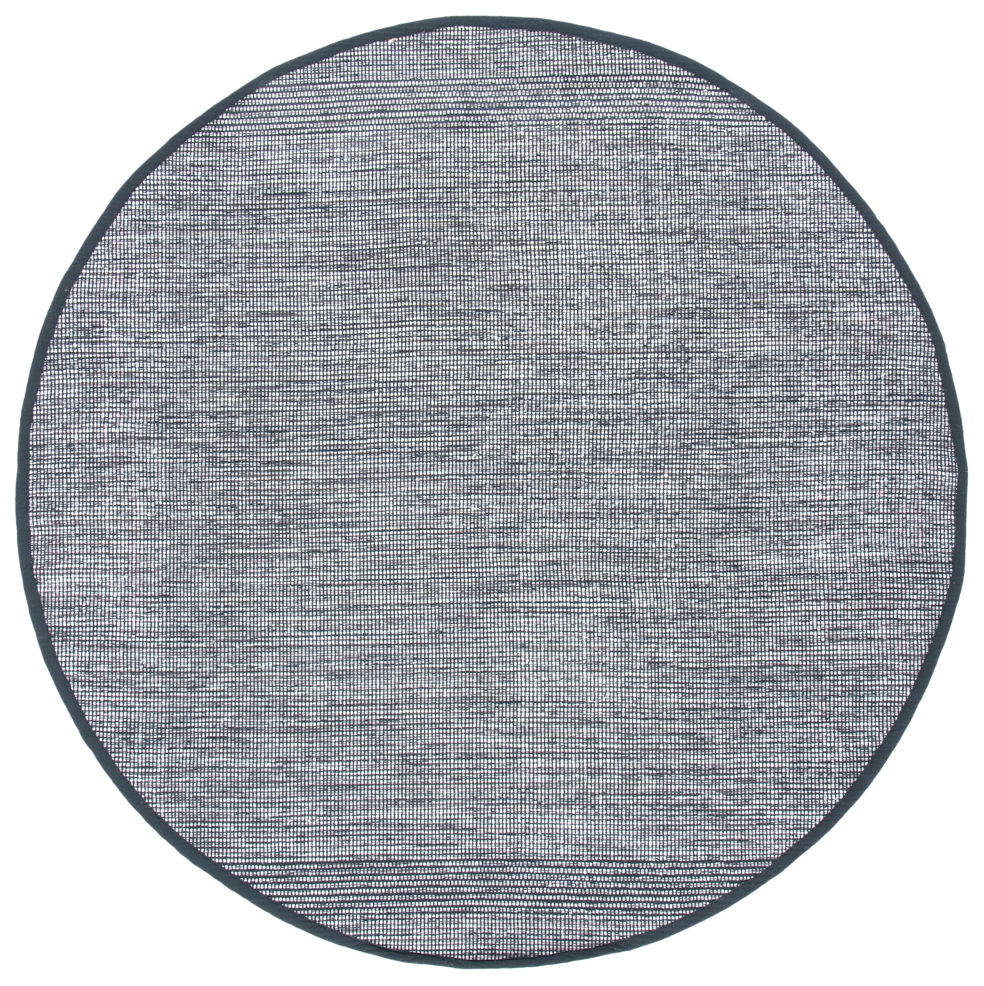 SAFAVIEH Montauk Kelsey Distressed Cotton Area Rug, Charcoal/Black, 6' x 6' Round