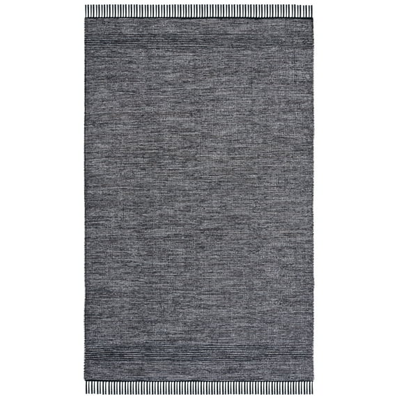 SAFAVIEH Montauk Kelsey Distressed Cotton Area Rug, Charcoal/Black, 6' x 9'