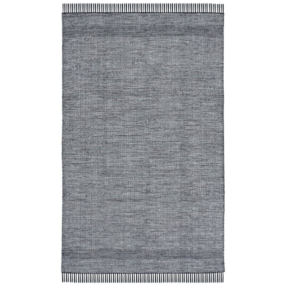SAFAVIEH Montauk Kelsey Distressed Cotton Area Rug, Light Green/Black, 4' x 6'
