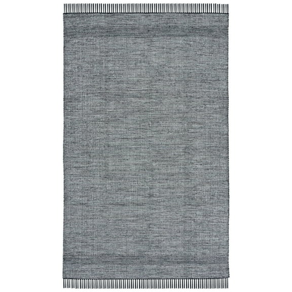 SAFAVIEH Montauk Kelsey Distressed Cotton Area Rug, Light Green/Black, 4' x 6'