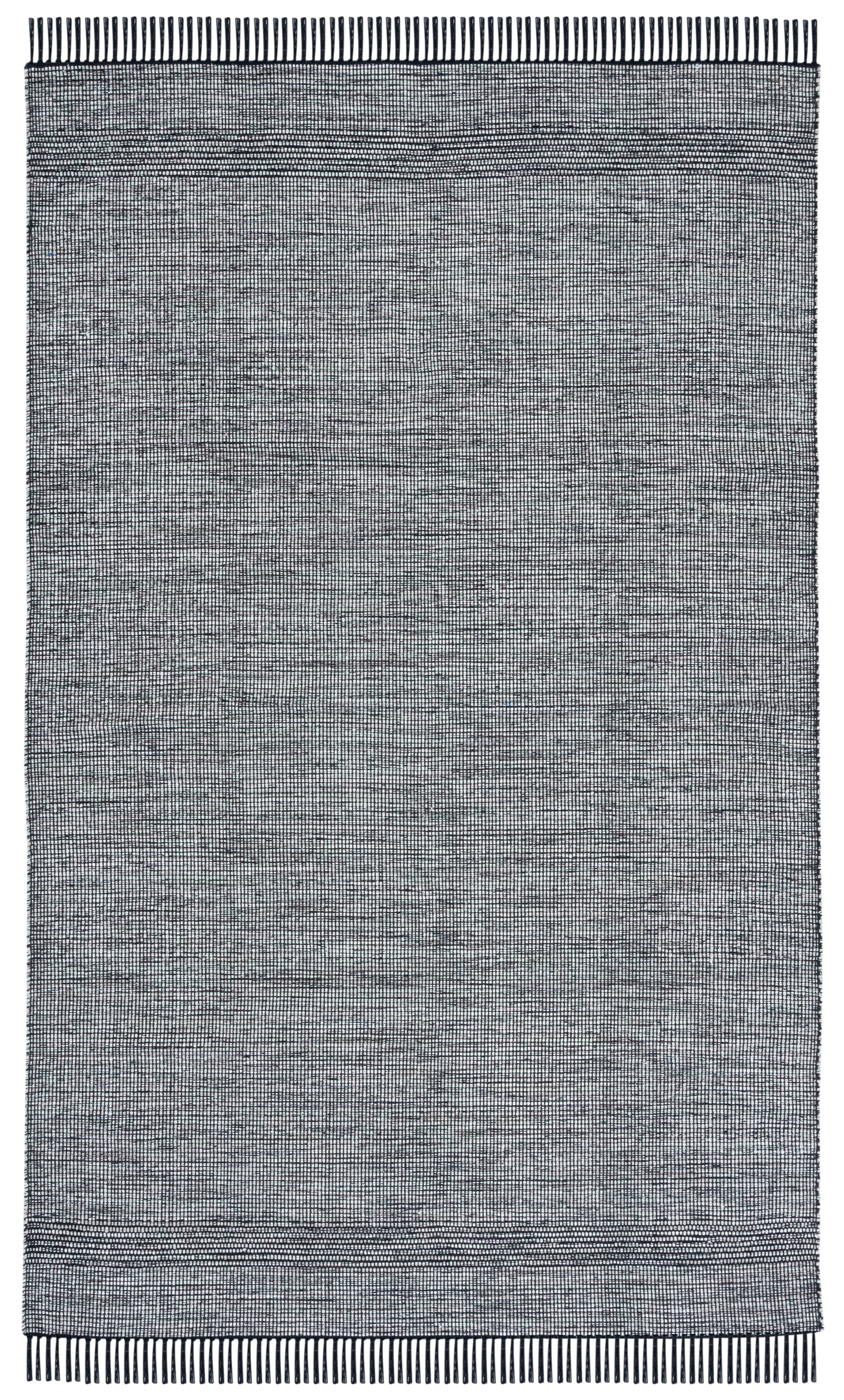 SAFAVIEH Montauk Kelsey Distressed Cotton Area Rug, Light Green/Black, 5' x 8'