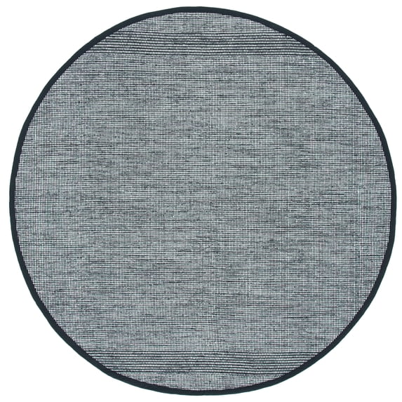 SAFAVIEH Montauk Kelsey Distressed Cotton Area Rug, Light Green/Black, 6' x 6' Round