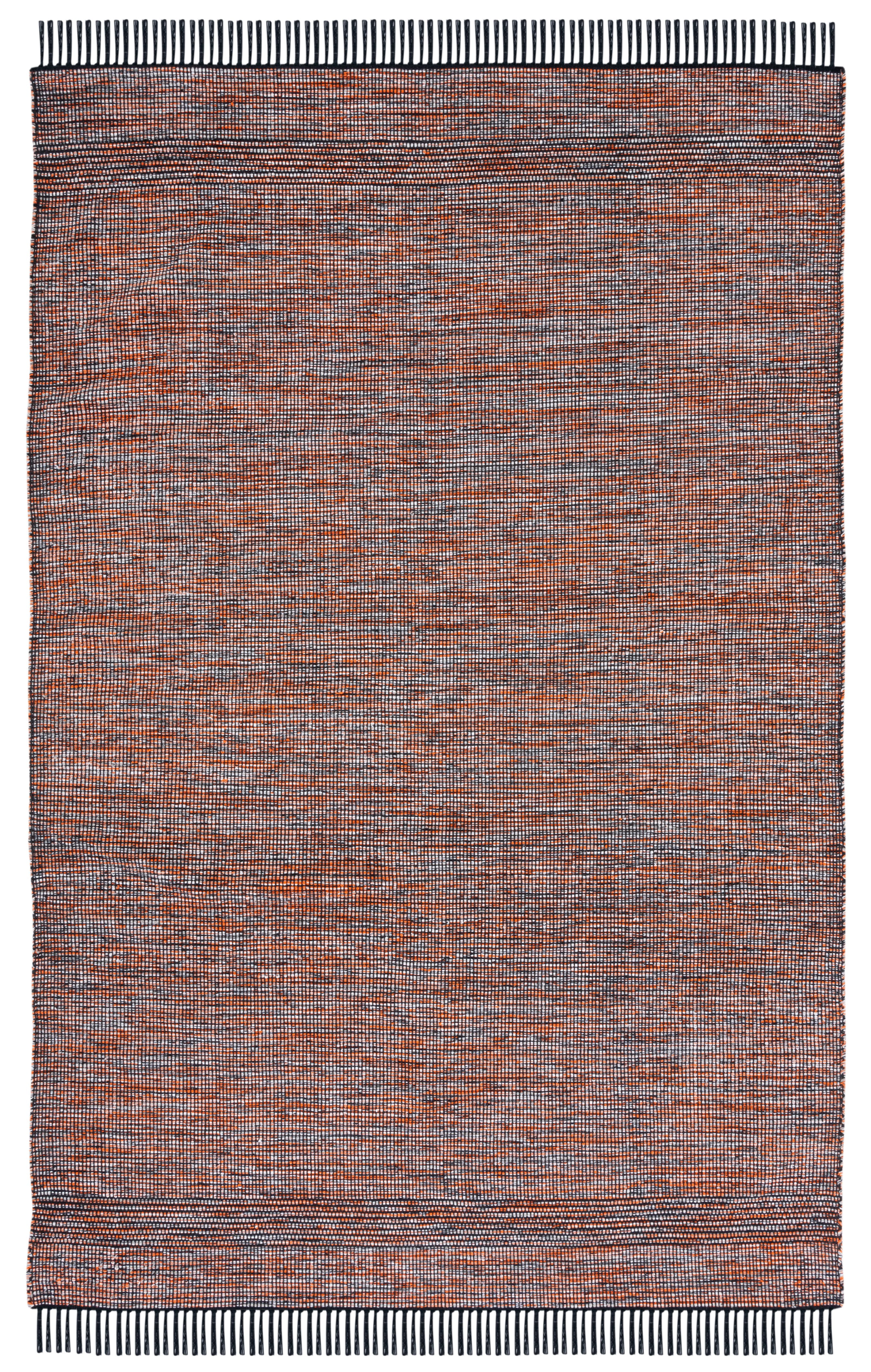 Handmade Black Cotton Flat Woven Rectangular Rug 59"