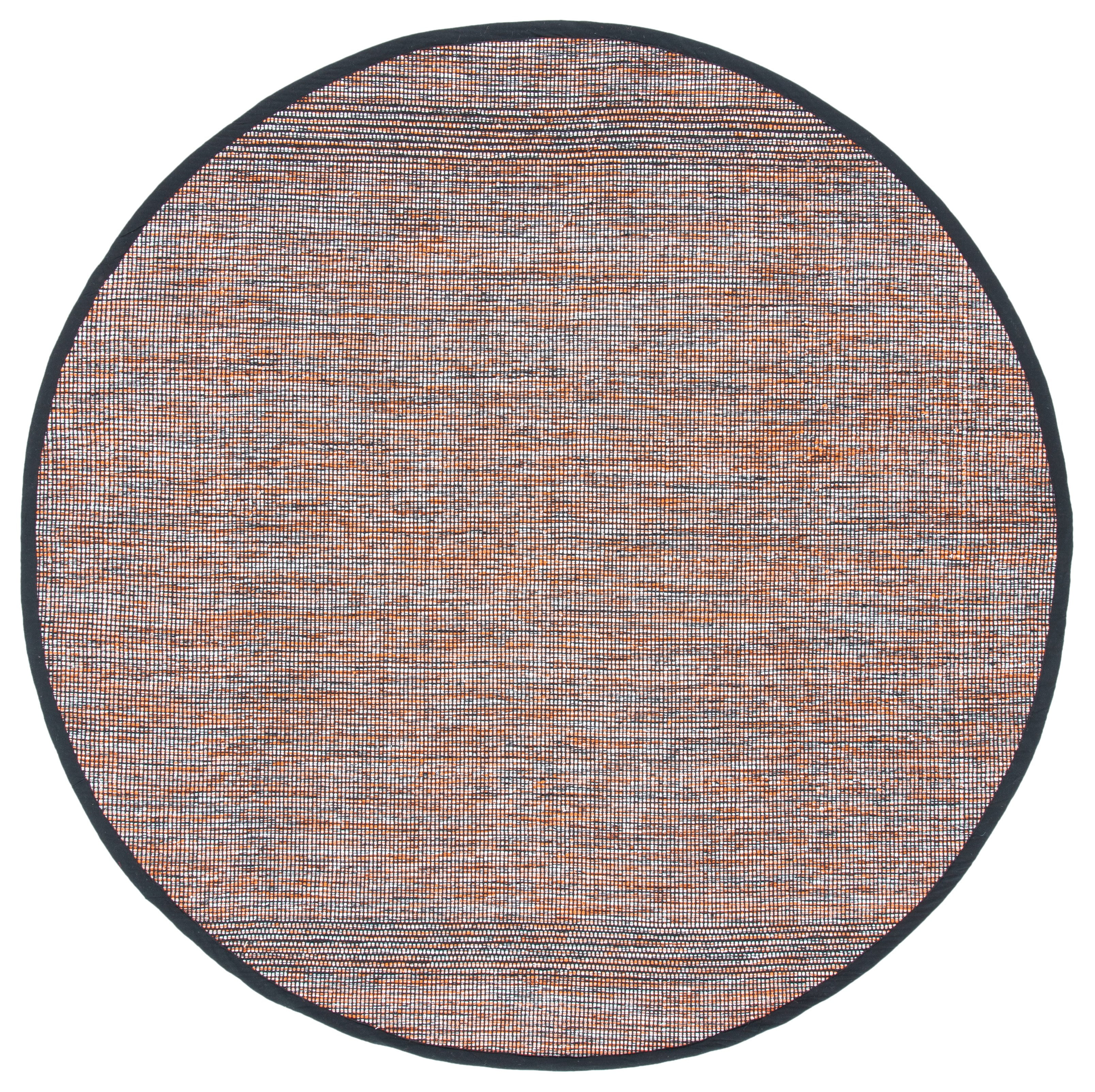 SAFAVIEH Montauk Kelsey Distressed Cotton Area Rug, Orange/Black, 6' x 6' Round