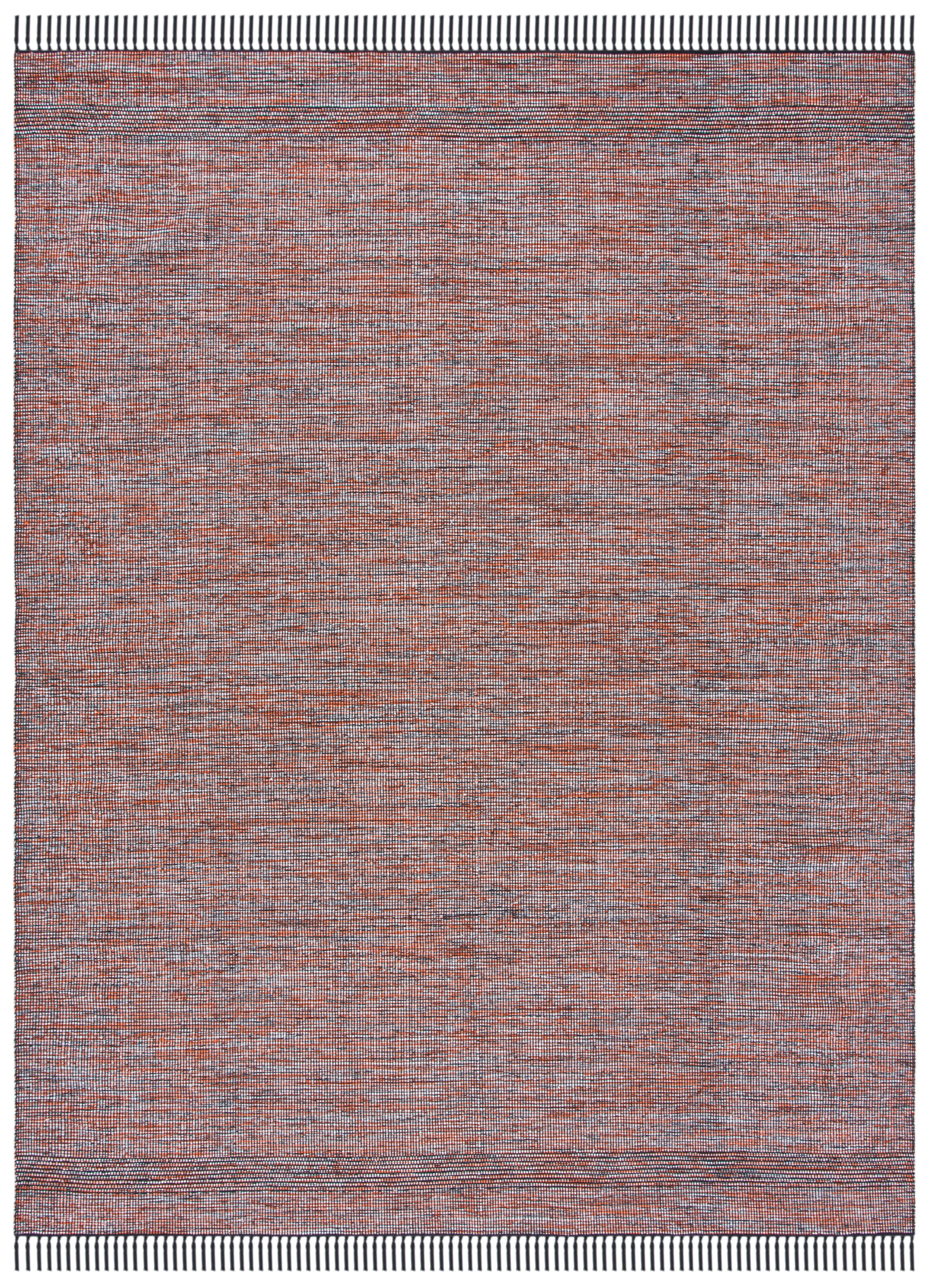 SAFAVIEH Montauk Kelsey Distressed Cotton Area Rug, Orange/Black, 8' x 10'