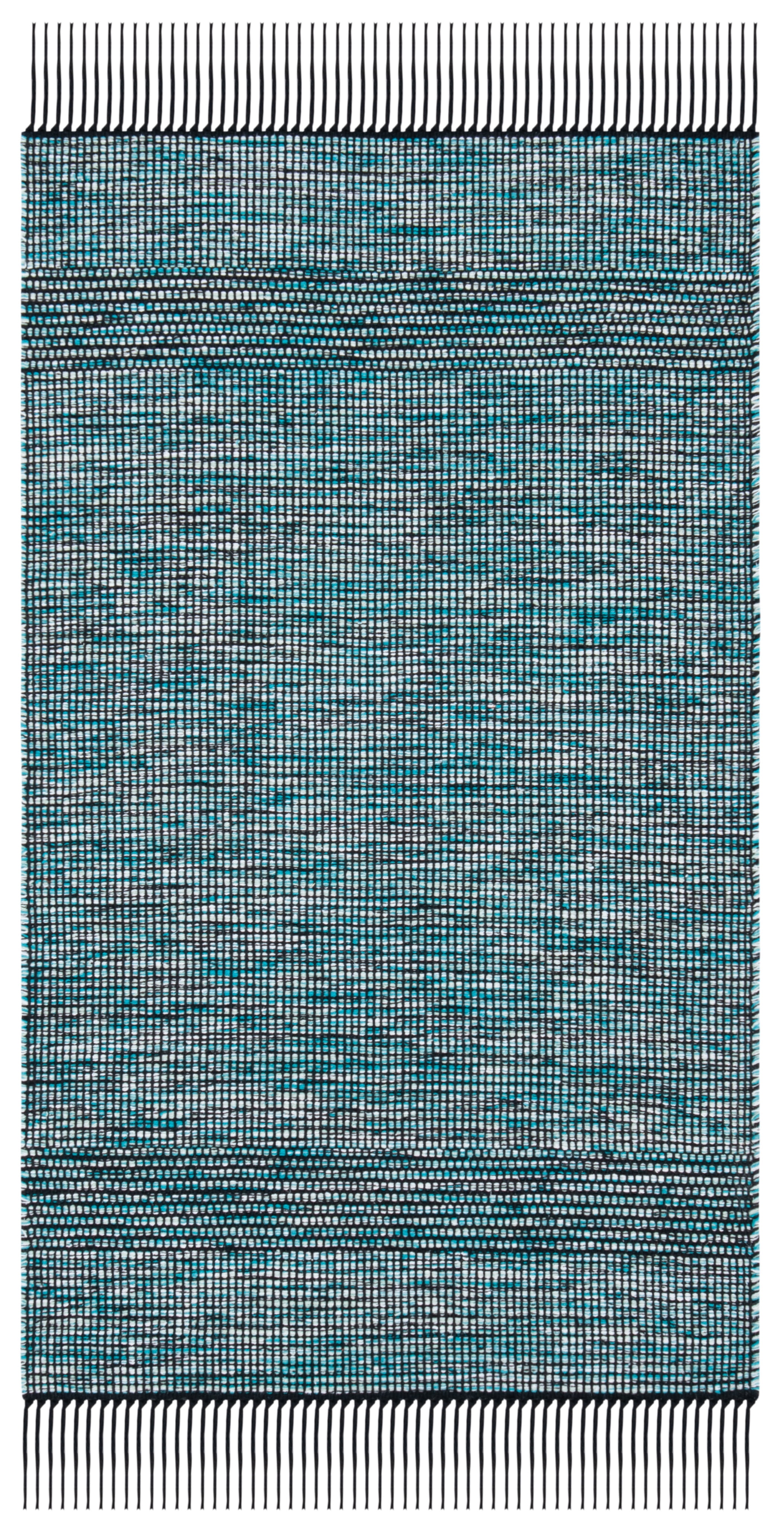 SAFAVIEH Montauk Kelsey Distressed Cotton Area Rug, Turquoise/Black, 3' x 5'