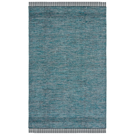 SAFAVIEH Montauk Kelsey Distressed Cotton Area Rug, Turquoise/Black, 4' x 6'