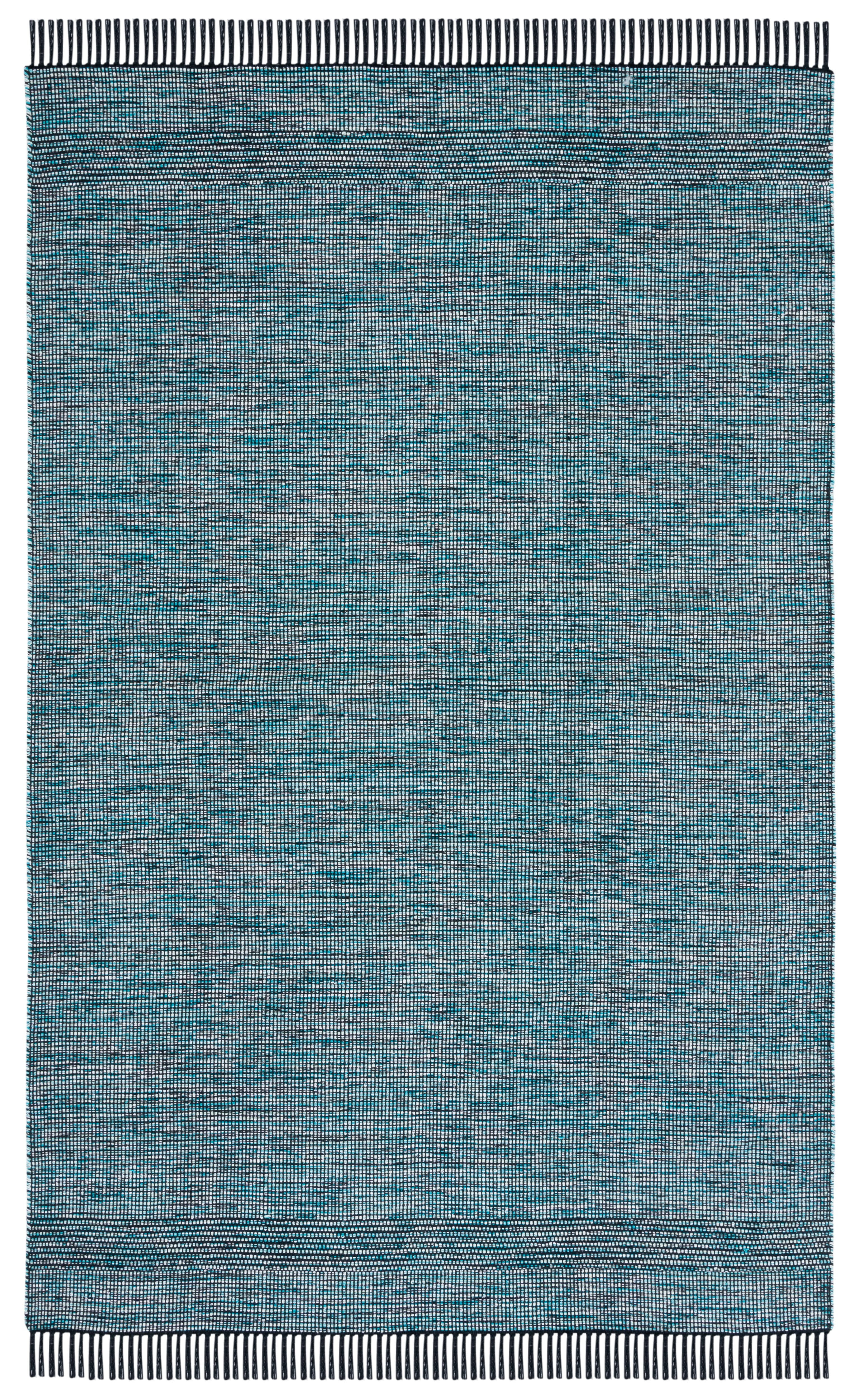 SAFAVIEH Montauk Kelsey Distressed Cotton Area Rug, Turquoise/Black, 6' x 9'