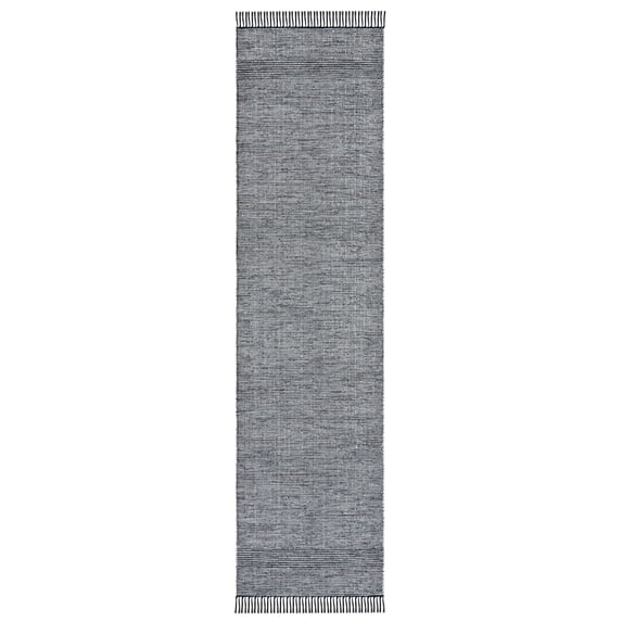 SAFAVIEH Montauk Kelsey Distressed Cotton Runner Rug, Light Green/Black, 2'3" x 9'