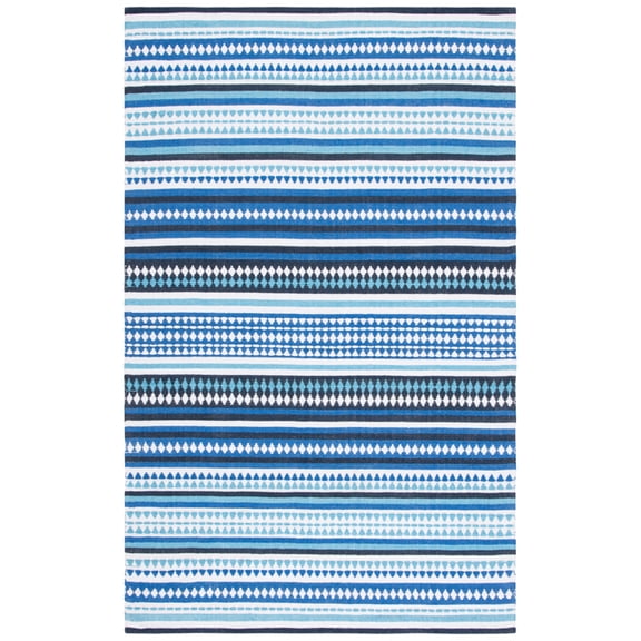 SAFAVIEH Montauk Kenyon Southwestern Cotton Area Rug, Blue/Ivory, 3' x 5'