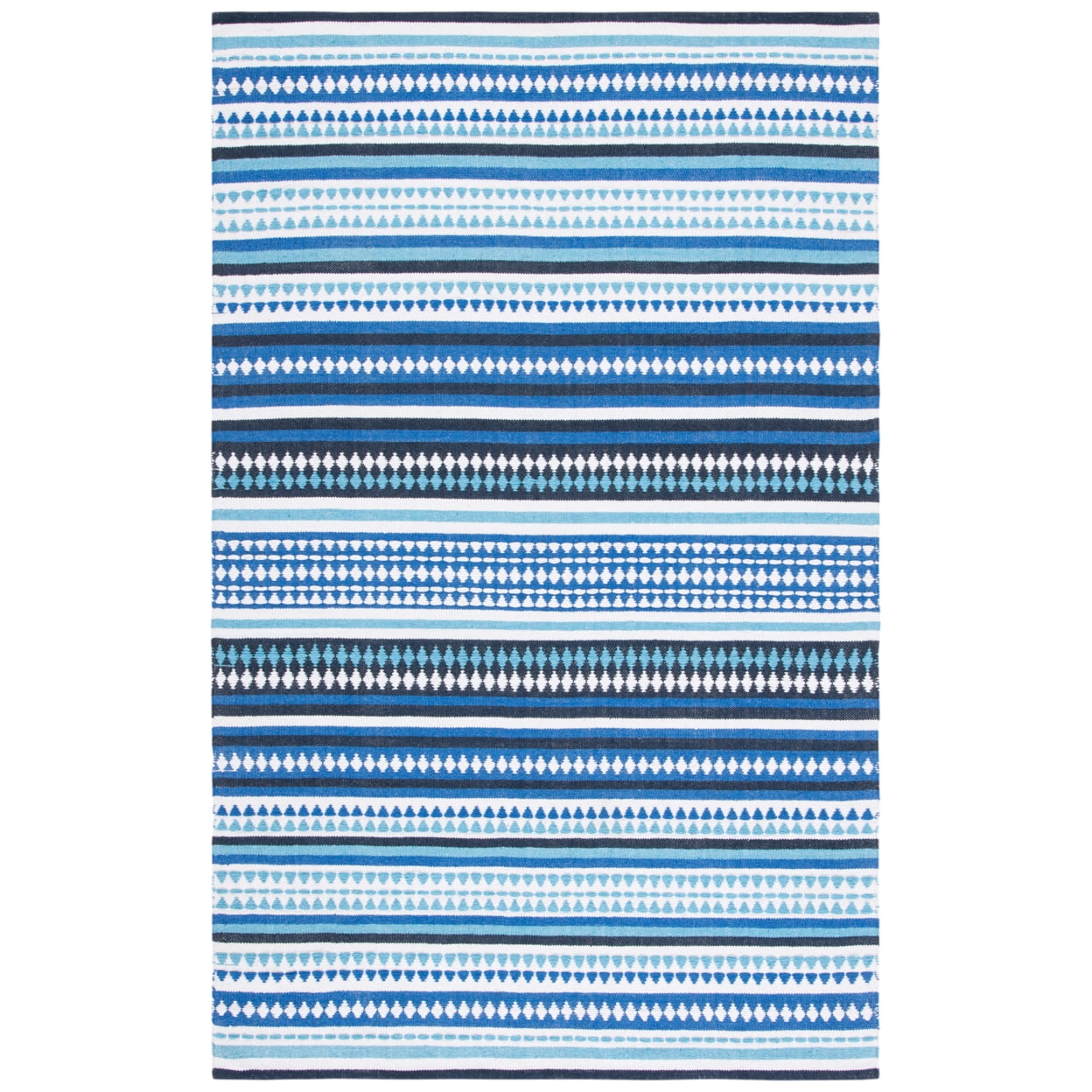Coastal Breeze Blue Cotton Flat Woven Handmade Rug - 5' x 8'