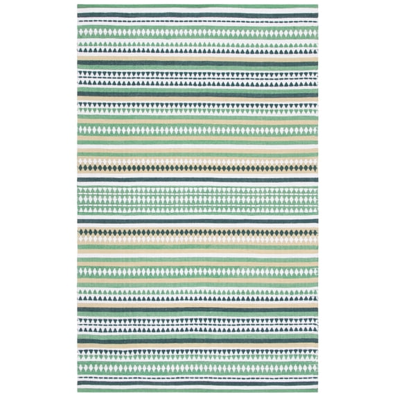 SAFAVIEH Montauk Kenyon Southwestern Cotton Area Rug, Green/Ivory, 5' x 8'