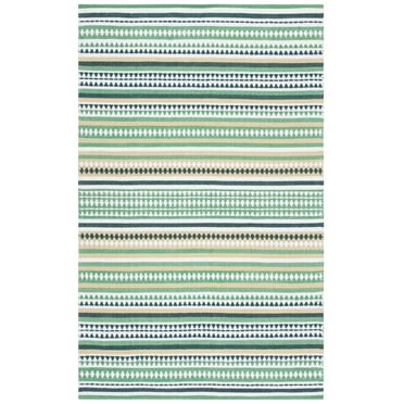 SAFAVIEH Montauk Kenyon Southwestern Cotton Area Rug, Green/Ivory, 8' x 10'