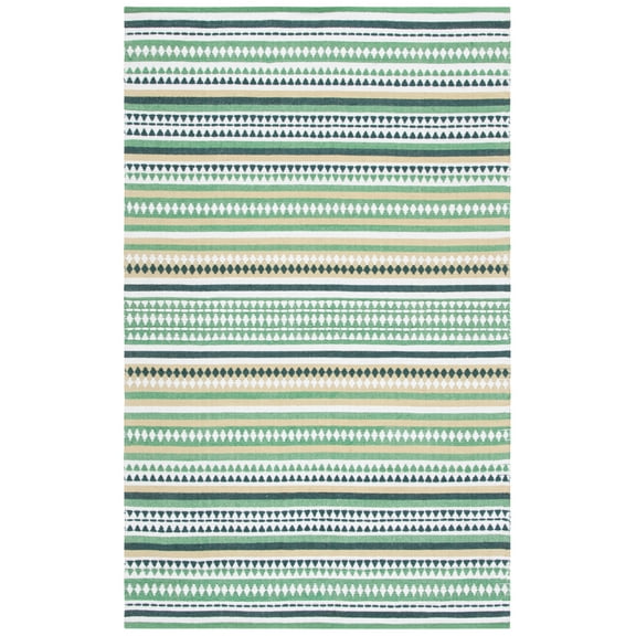 SAFAVIEH Montauk Kenyon Southwestern Cotton Area Rug, Green/Ivory, 8' x 10'
