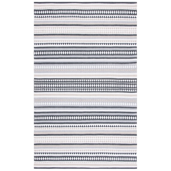 SAFAVIEH Montauk Kenyon Southwestern Cotton Area Rug, Grey/Ivory, 5' x 8'