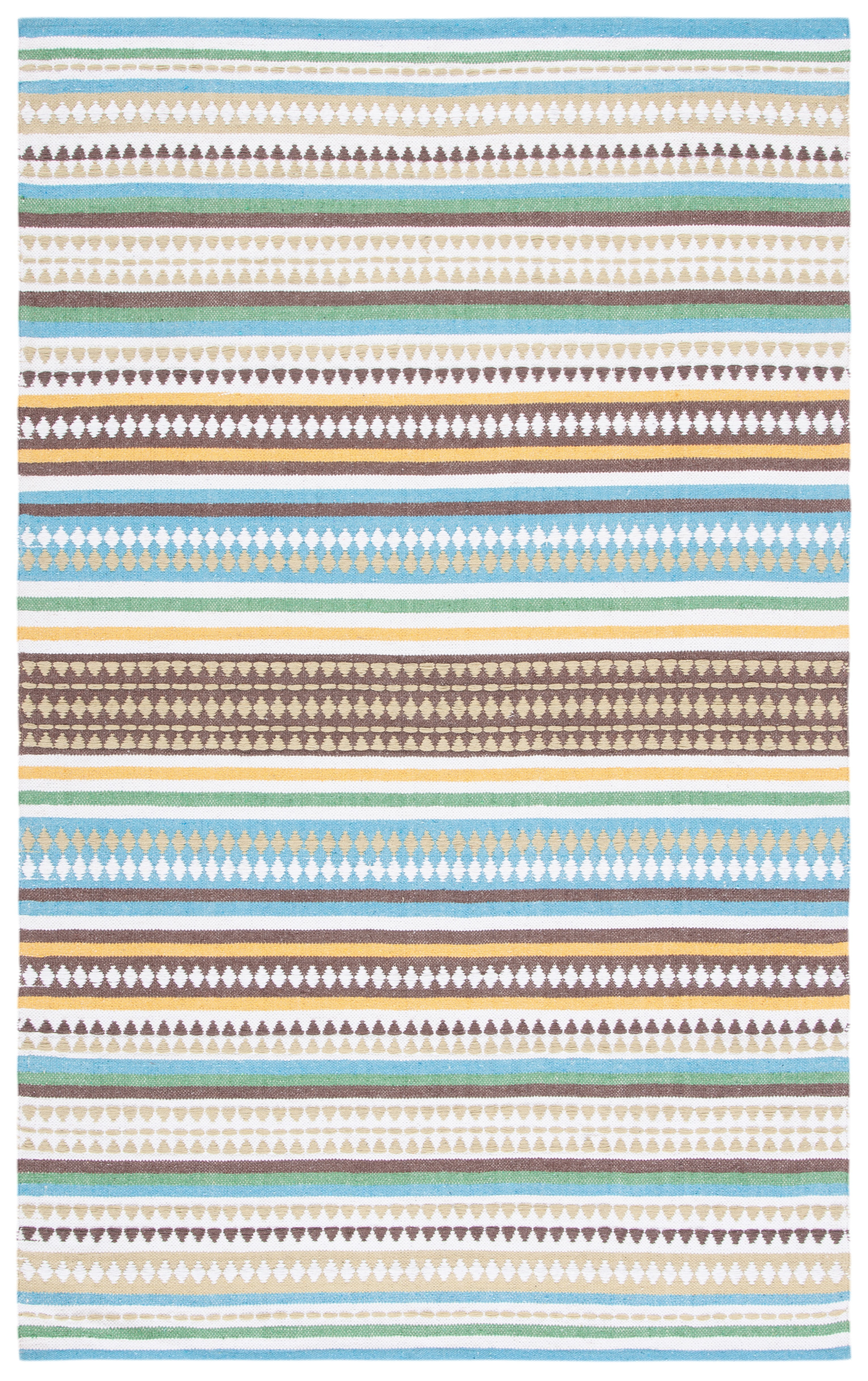 SAFAVIEH Montauk Kenyon Southwestern Cotton Area Rug, Light Blue/Ivory, 8' x 10'