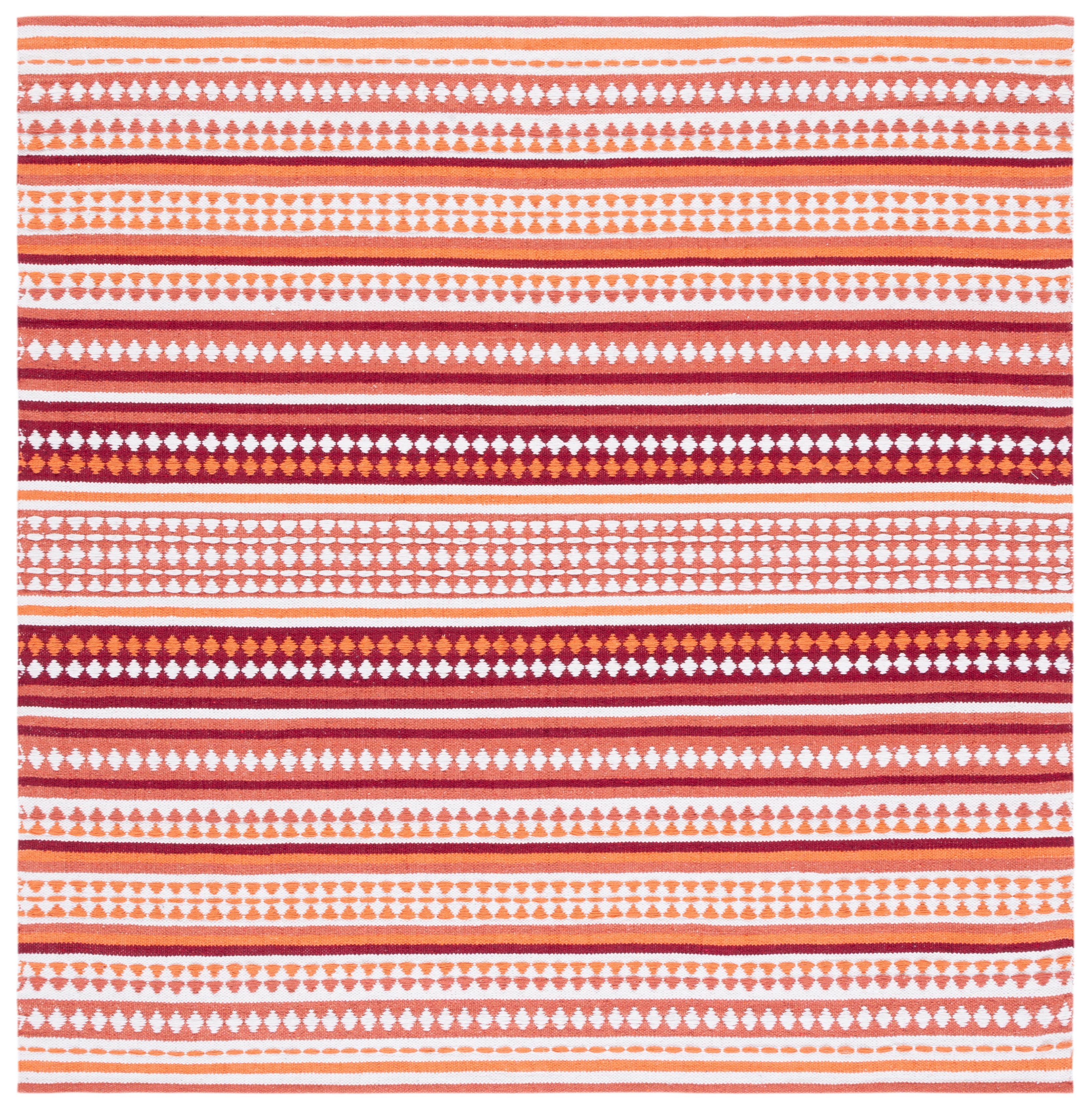 Montauk Ivory and Orange Handwoven Cotton Area Rug
