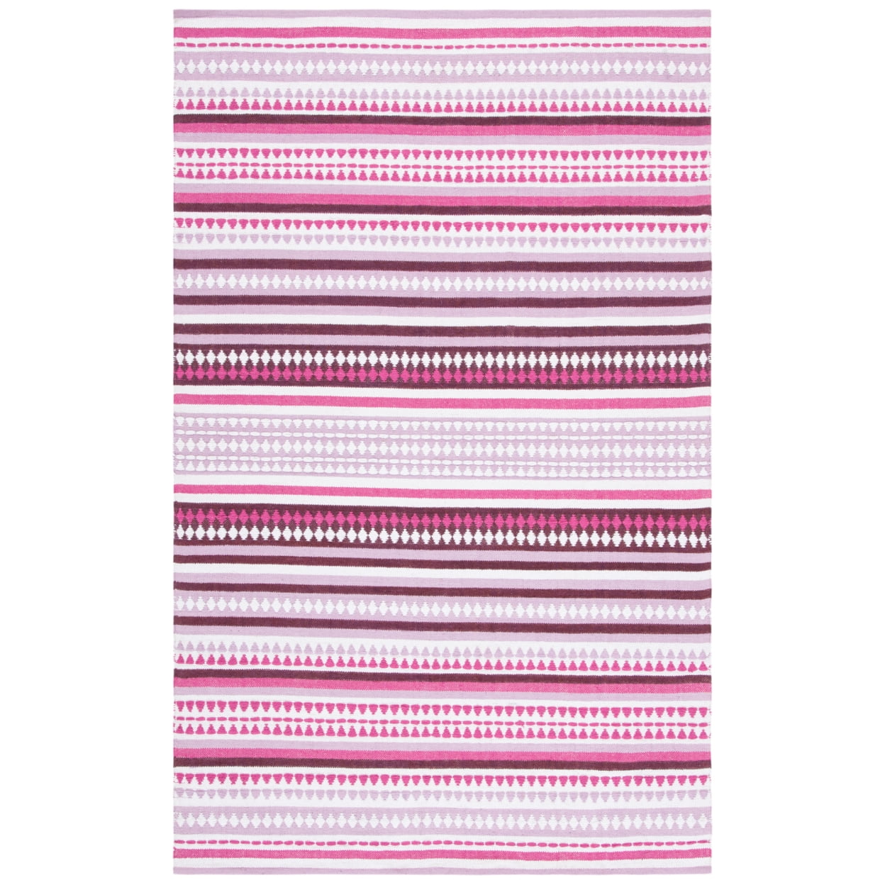 Montauk Round Handwoven Pink and Ivory Cotton Rug