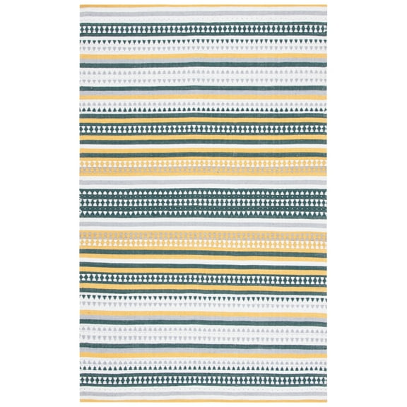 SAFAVIEH Montauk Kenyon Southwestern Cotton Area Rug, Yellow/Ivory, 5' x 8'