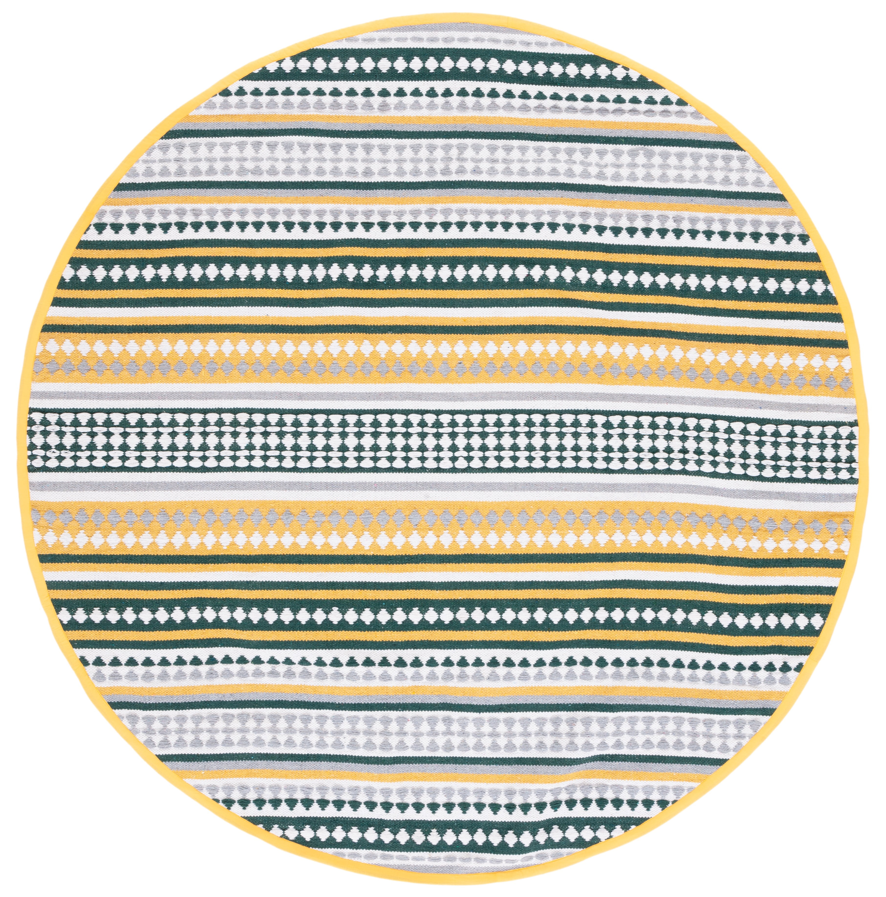 SAFAVIEH Montauk Kenyon Southwestern Cotton Area Rug, Yellow/Ivory, 6' x 6' Round