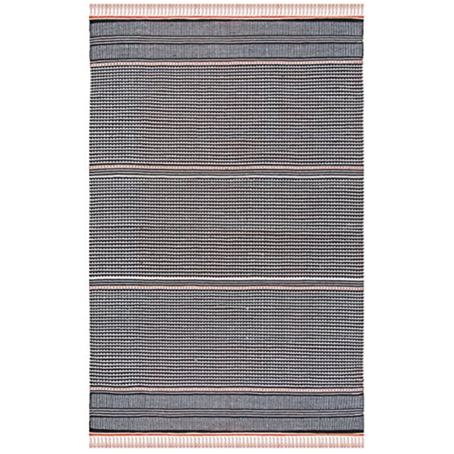 Montauk 5' x 8' Orange Multi Stripe Handwoven Wool Cotton Rug