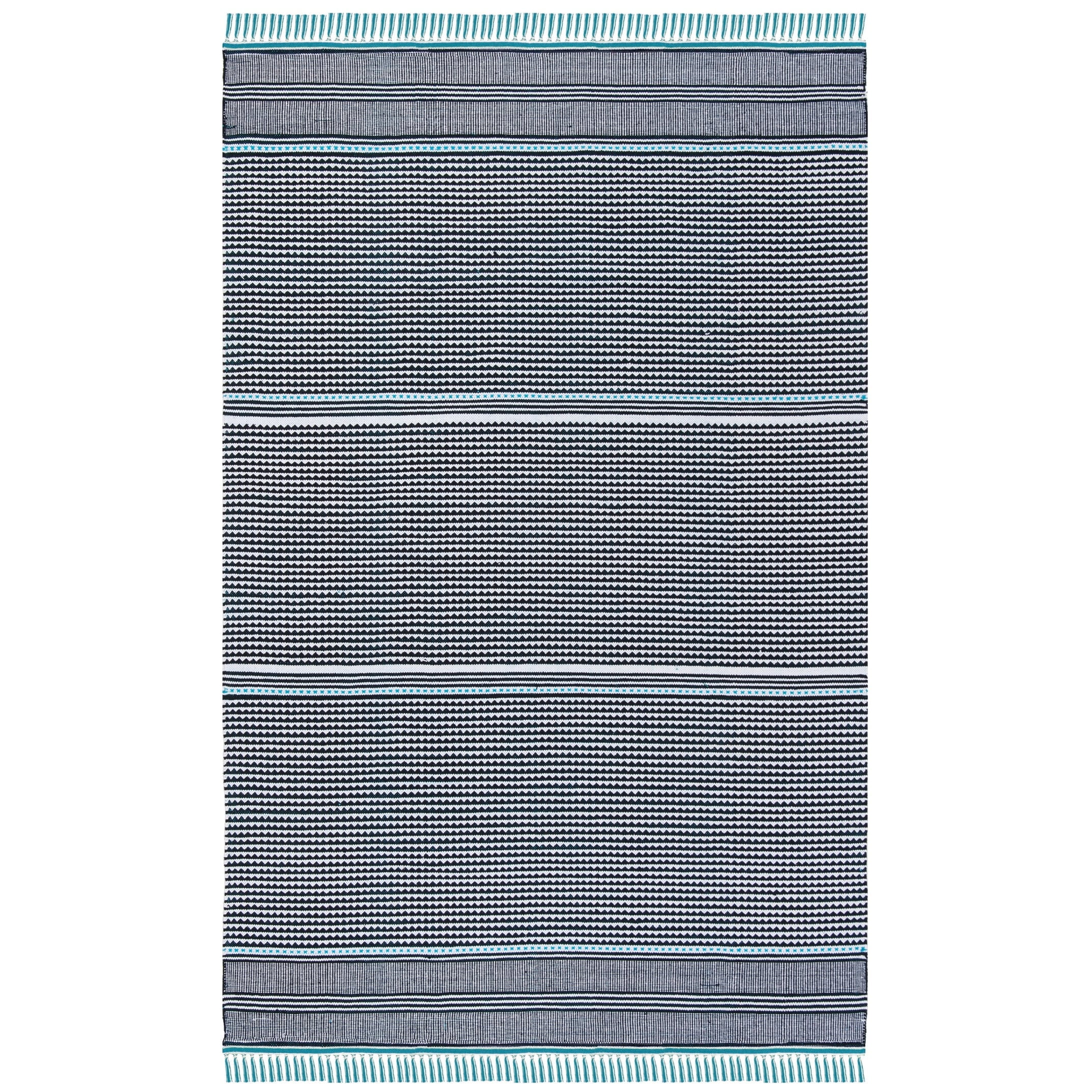 Turquoise Cascade Hand-Woven Cotton 8' x 10' Area Rug