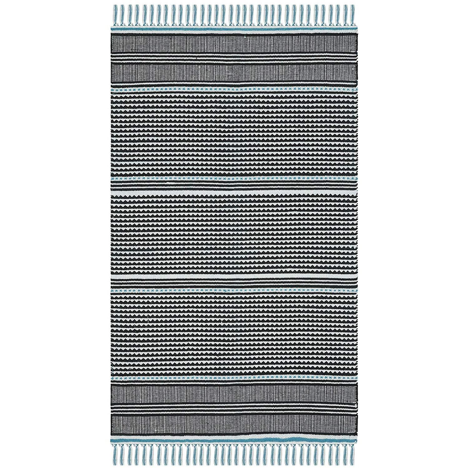 Turquoise Cascade Hand-Woven Cotton 8' x 10' Area Rug
