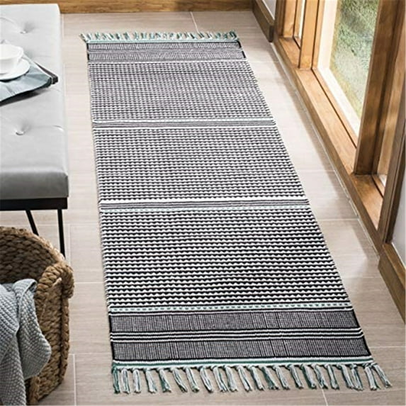 SAFAVIEH Montauk Kiana Striped Runner Rug, Teal/Multi, 2'3" x 7'