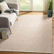 SAFAVIEH Montauk Kimberlyn Geometric Diamond Cotton Area Rug, Beige/Ivory, 3' x 5'