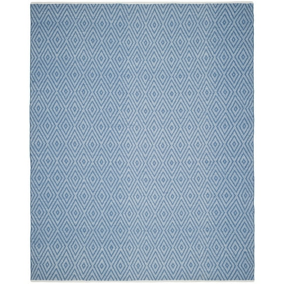 SAFAVIEH Montauk Kimberlyn Geometric Diamond Cotton Area Rug, Blue/Ivory, 9' x 12'