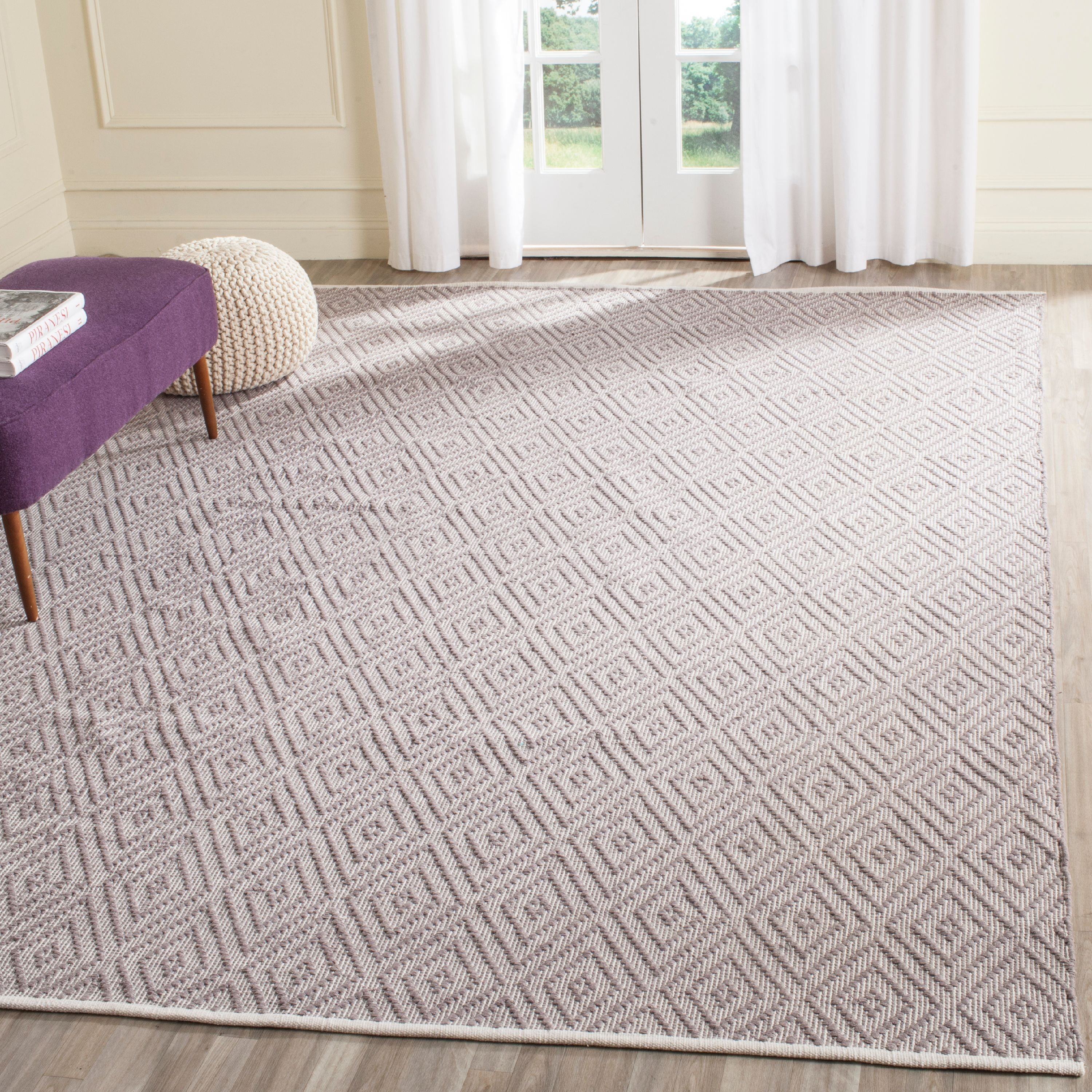 Handwoven Coastal Charm Gray Ivory Cotton Rug 10' x 14'
