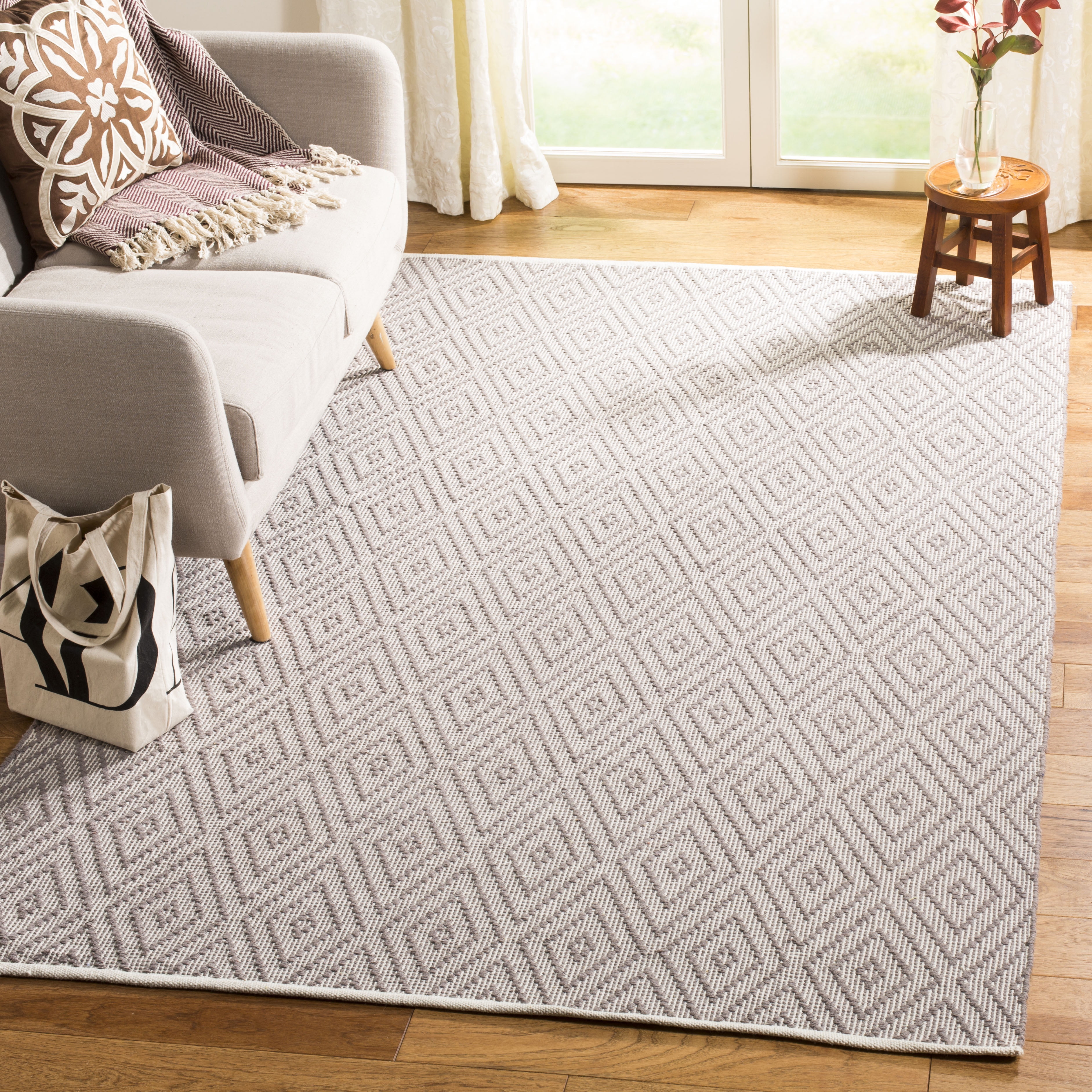 Coastal Charm Handwoven Cotton Area Rug - Grey/Ivory, 3' x 5'