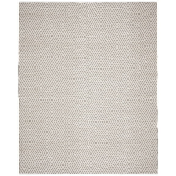 SAFAVIEH Montauk Kimberlyn Geometric Diamond Cotton Area Rug, Grey/Ivory, 5' x 8'