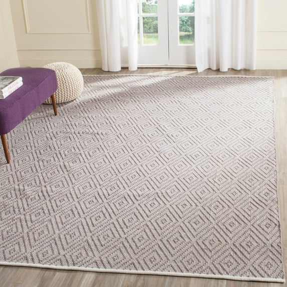 SAFAVIEH Montauk Kimberlyn Geometric Diamond Cotton Area Rug, Grey/Ivory, 9' x 12'