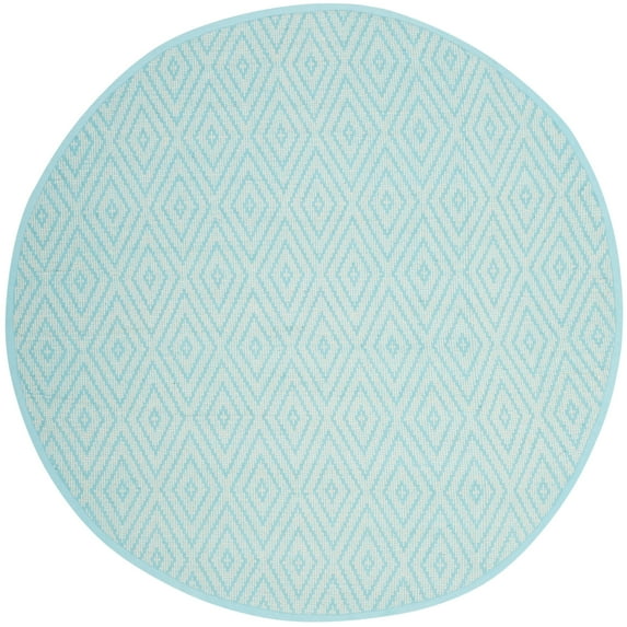SAFAVIEH Montauk Kimberlyn Geometric Cotton Area Rug, Turquoise/Ivory, 6' x 6' Round