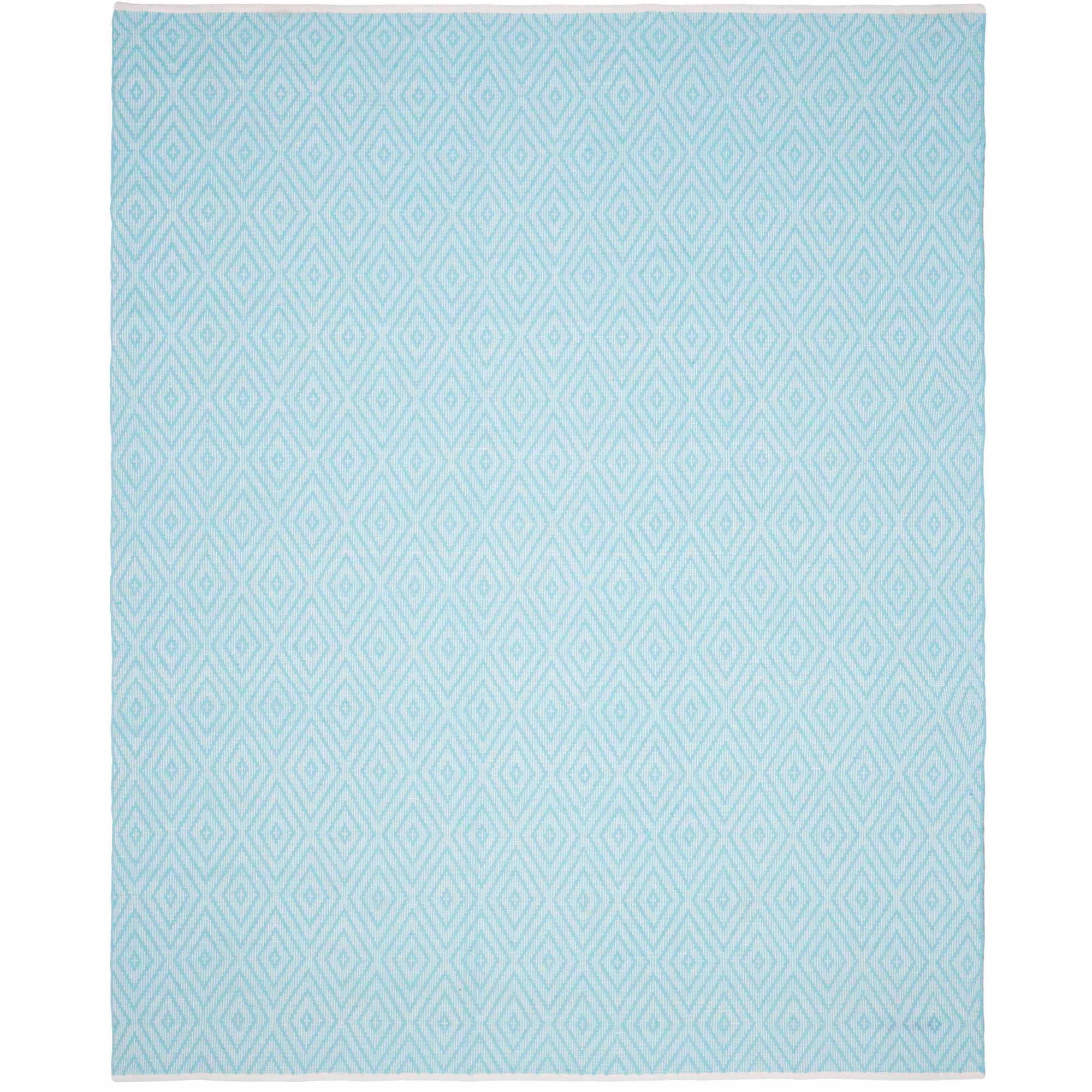 SAFAVIEH Montauk Kimberlyn Geometric Diamond Cotton Area Rug, Turquoise/Ivory, 8' x 10'