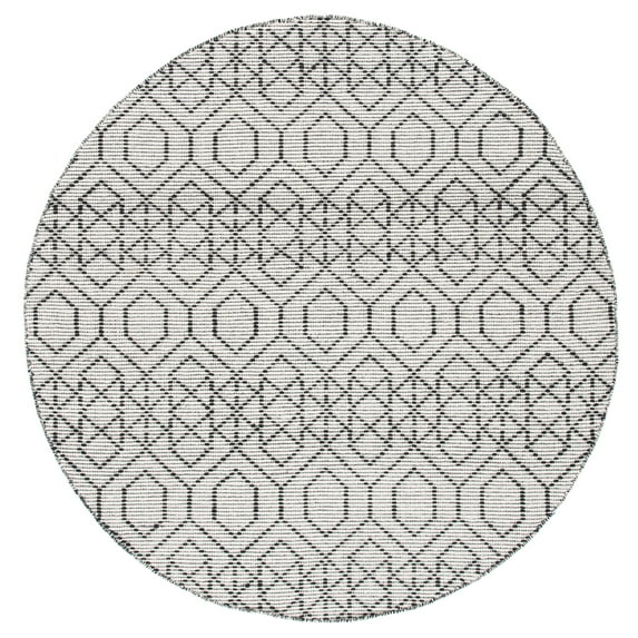 SAFAVIEH Montauk Lars Geometric Cotton Area Rug, Black/Beige, 6' x 6' Round
