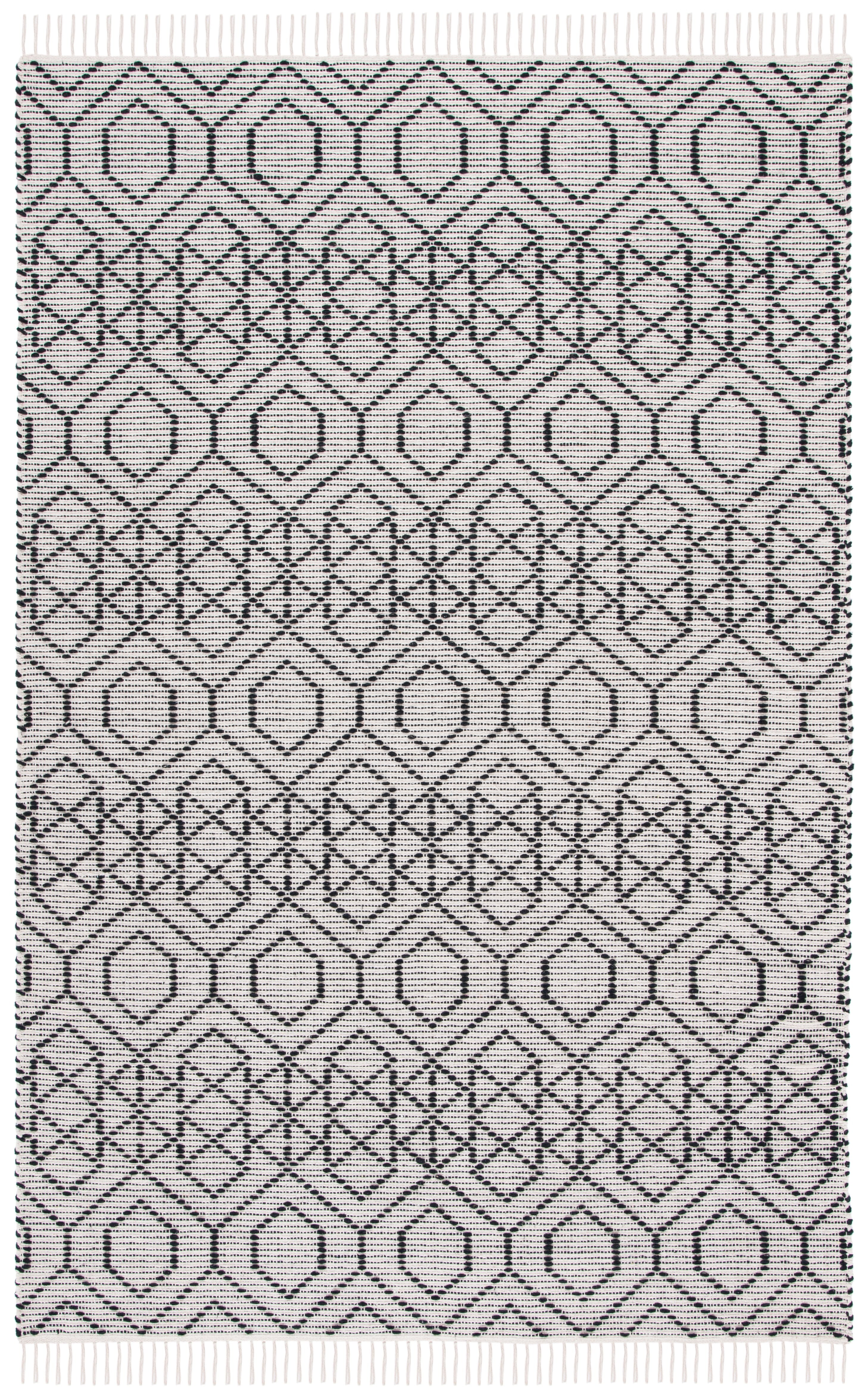 SAFAVIEH Montauk Lars Geometric Cotton Area Rug, Black/Beige, 8' x 10'