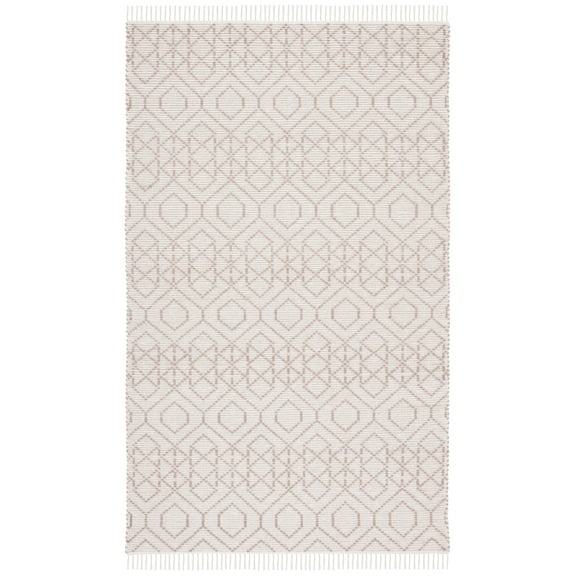 SAFAVIEH Montauk Lars Geometric Cotton Area Rug, Brown/Beige, 5' x 8'