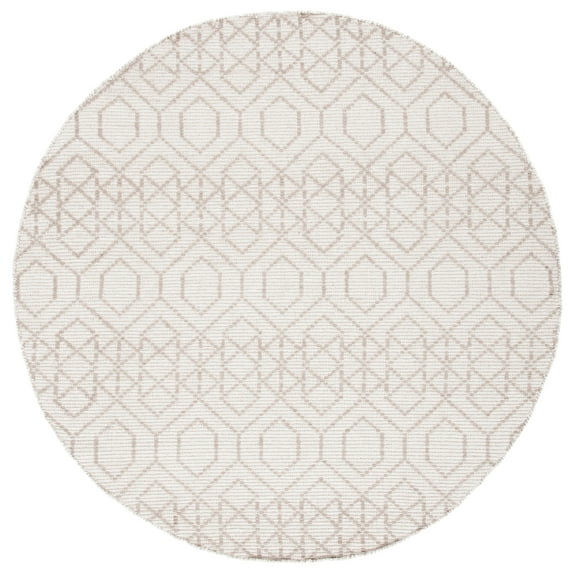 SAFAVIEH Montauk Lars Geometric Cotton Area Rug, Brown/Beige, 6' x 6' Round