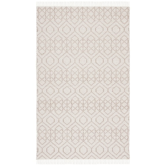 SAFAVIEH Montauk Lars Geometric Cotton Area Rug, Brown/Beige, 8' x 10'