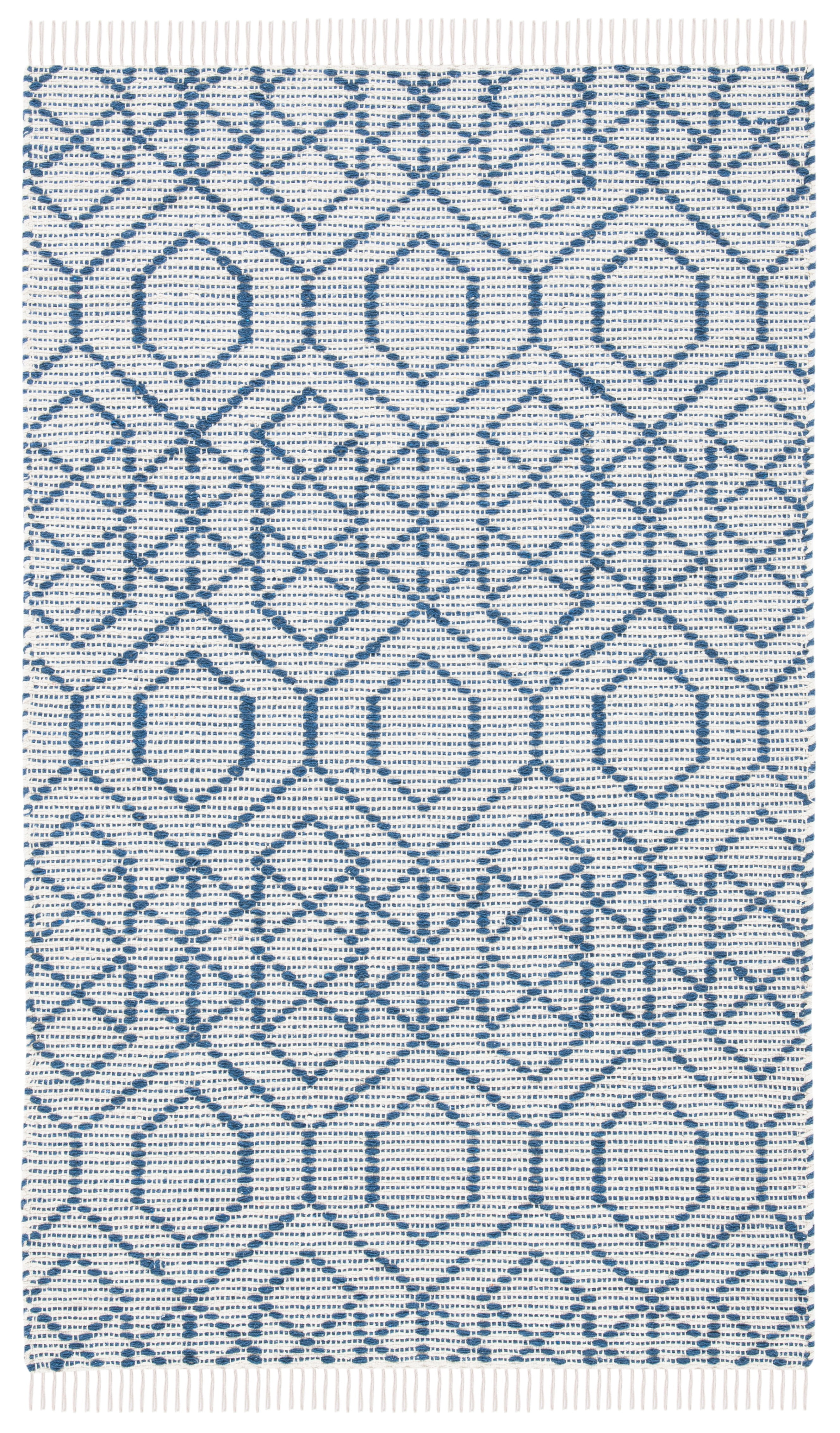 SAFAVIEH Montauk Lars Geometric Cotton Area Rug, Navy/Beige, 4' x 6'