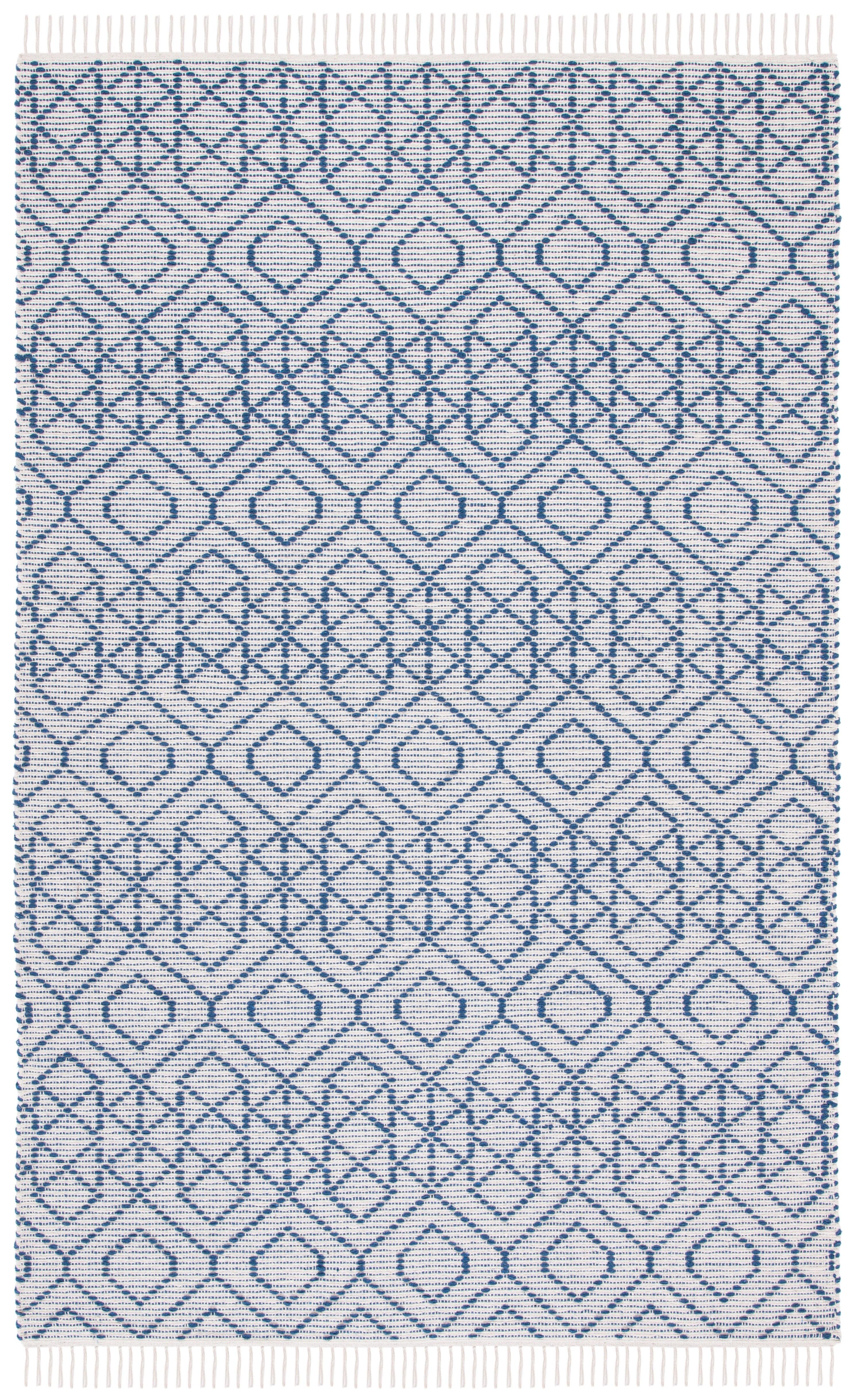 SAFAVIEH Montauk Lars Geometric Cotton Area Rug, Navy/Beige, 8' x 10'
