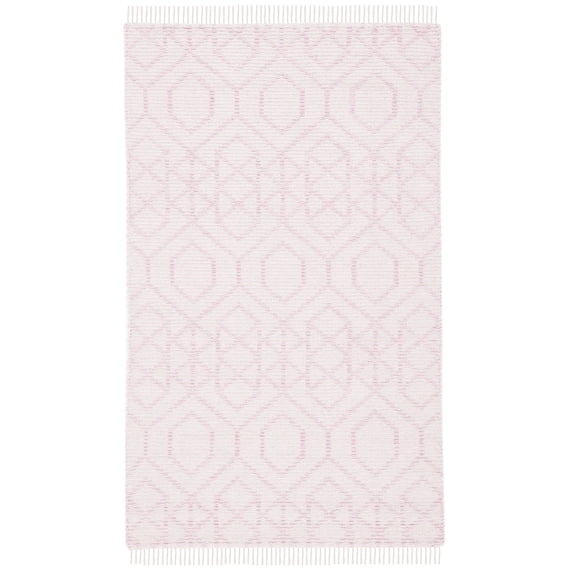 SAFAVIEH Montauk Lars Geometric Cotton Area Rug, Pink/Ivory, 4' x 6'