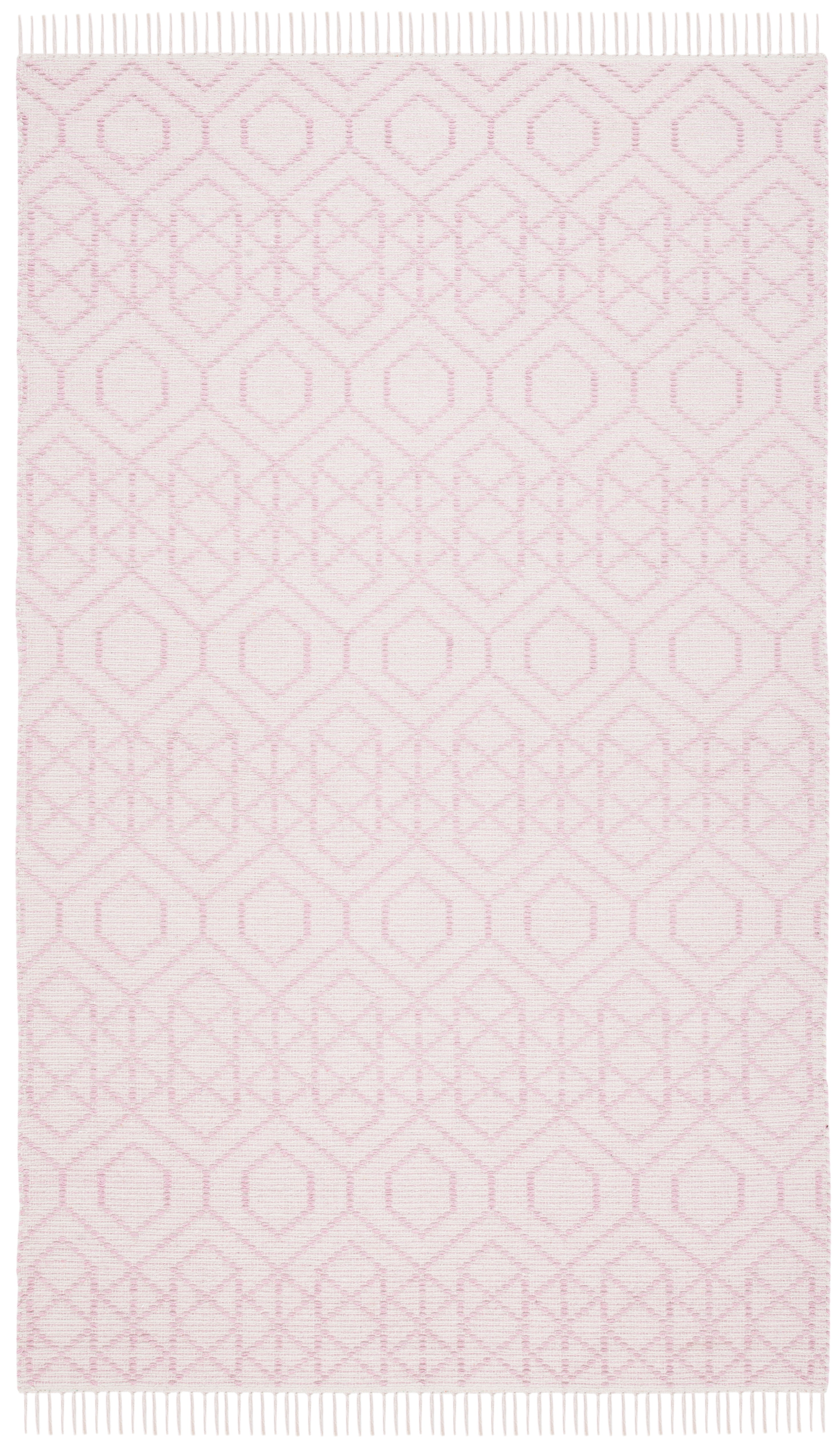 SAFAVIEH Montauk Lars Geometric Cotton Area Rug, Pink/Ivory, 5' x 8'
