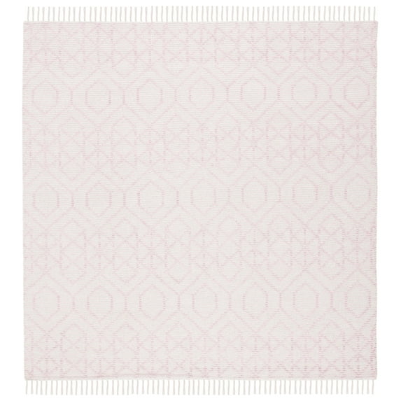 SAFAVIEH Montauk Lars Geometric Cotton Area Rug, Pink/Ivory, 6' x 6' Square
