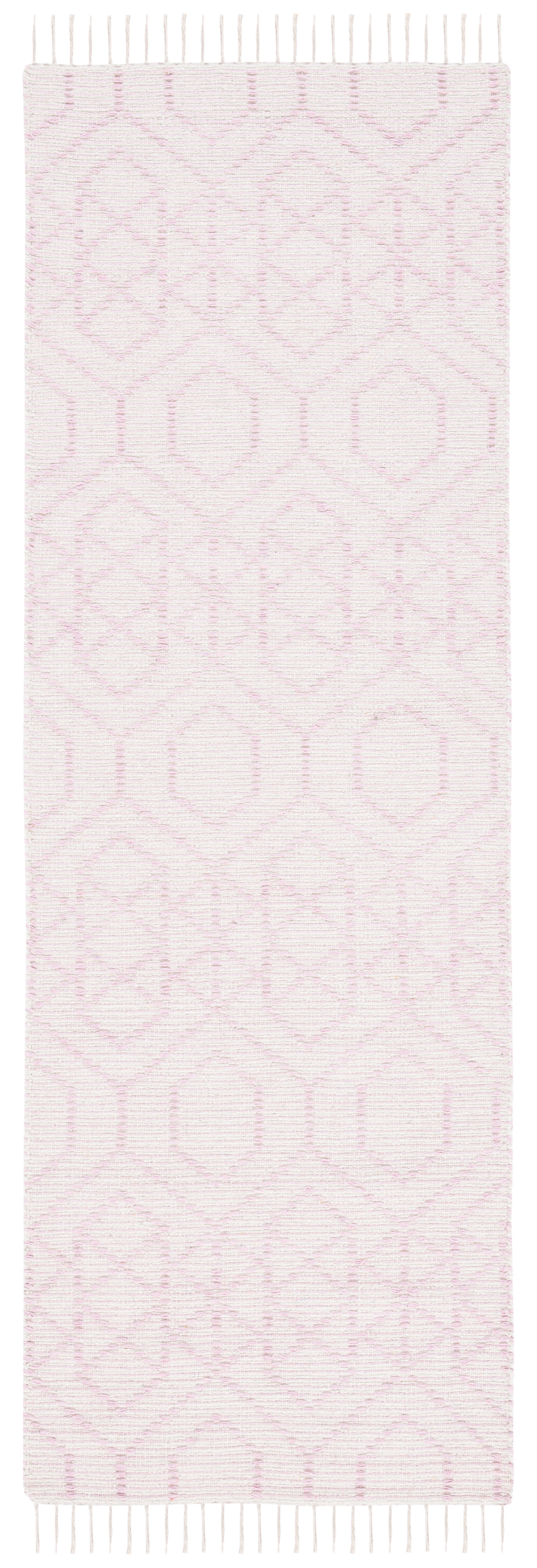 SAFAVIEH Montauk Lars Geometric Cotton Runner Rug, Pink/Ivory, 2'3" x 7'