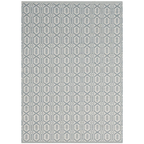 SAFAVIEH Montauk Lavern Geometric Cotton Area Rug, Ivory/Blue, 3' x 5'