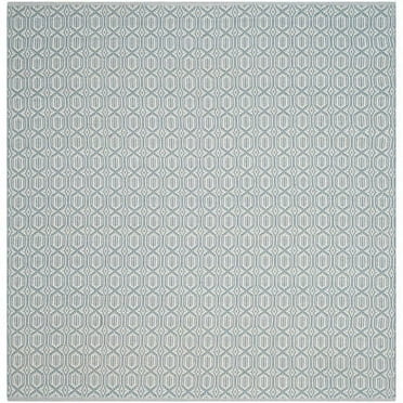 SAFAVIEH Montauk Lavern Geometric Cotton Area Rug, Ivory/Blue, 4' x 6'